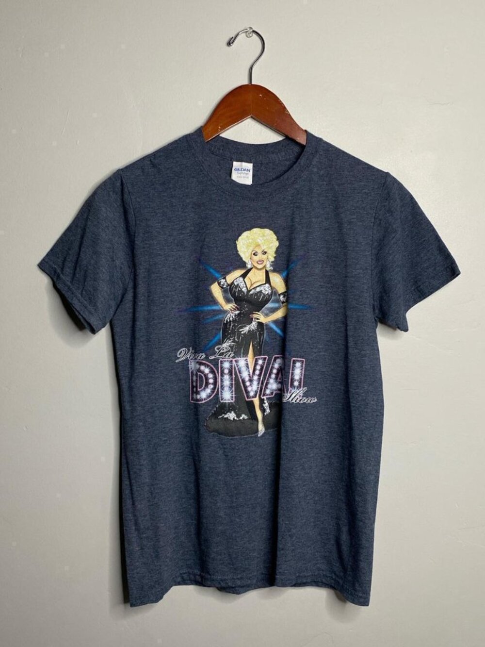 Viva La Diva! Navy blue drag queen tee about a size small